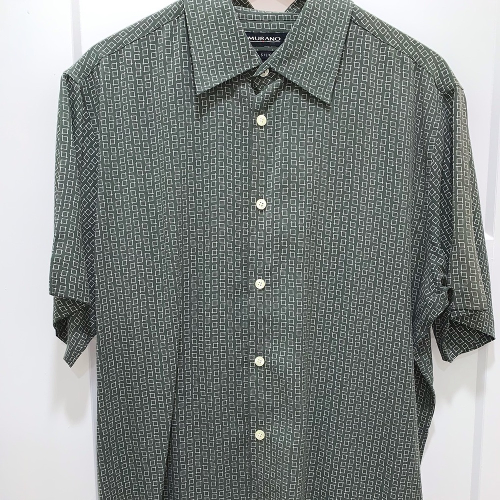 Murano 100% Silk Short Sleeve Botton Down Shirt